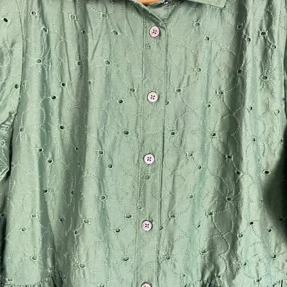 NWT J. Crew Green Eyelet Mini Shirtdress - Picture 3 of 14